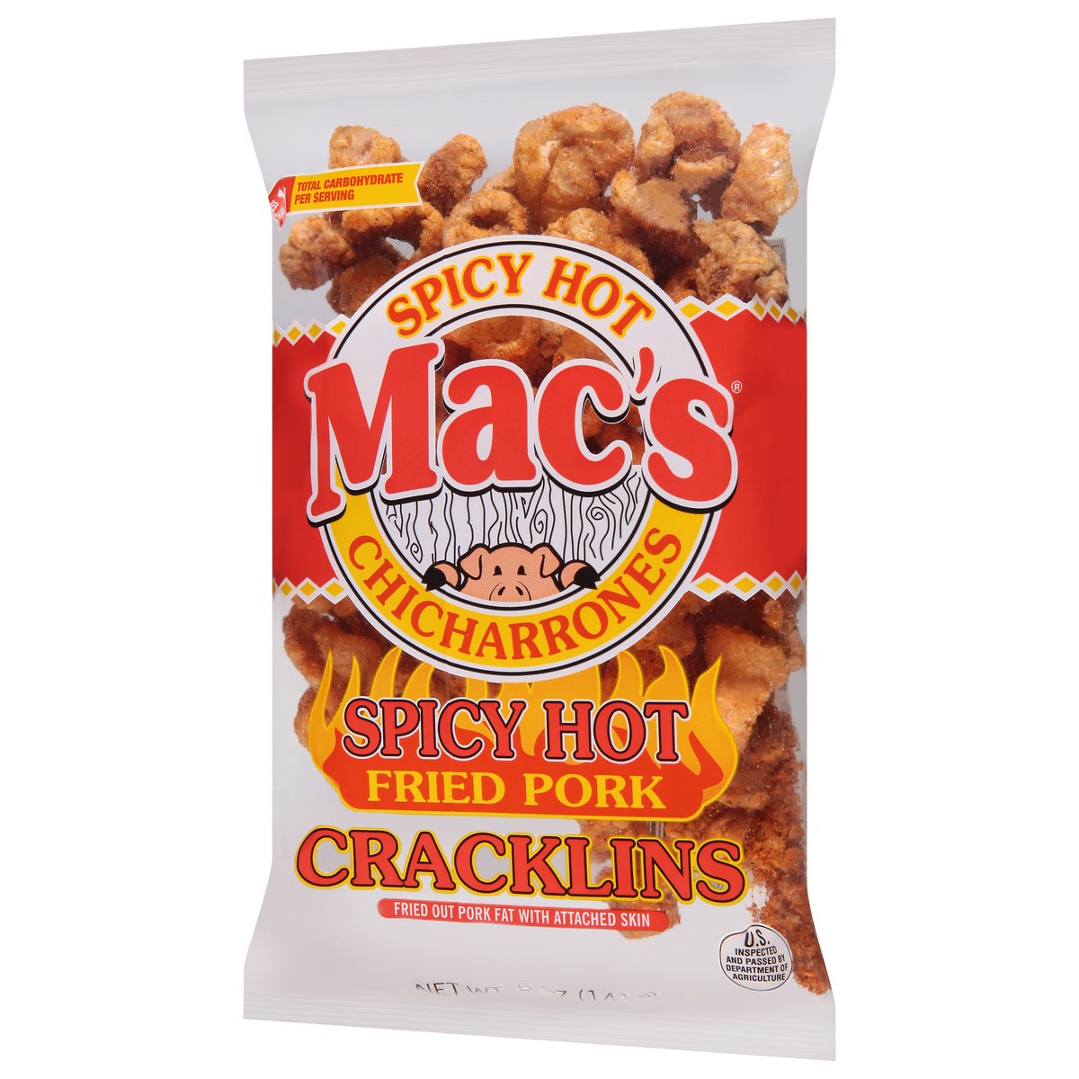 slide 3 of 9, Mac's Spicy Hot Fried Pork Cracklins 5 oz, 5 oz