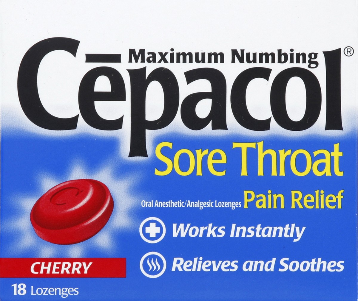 slide 2 of 5, Cepacol Sore Throat Maximum Numbing Lozenges Cherry, 18 ct