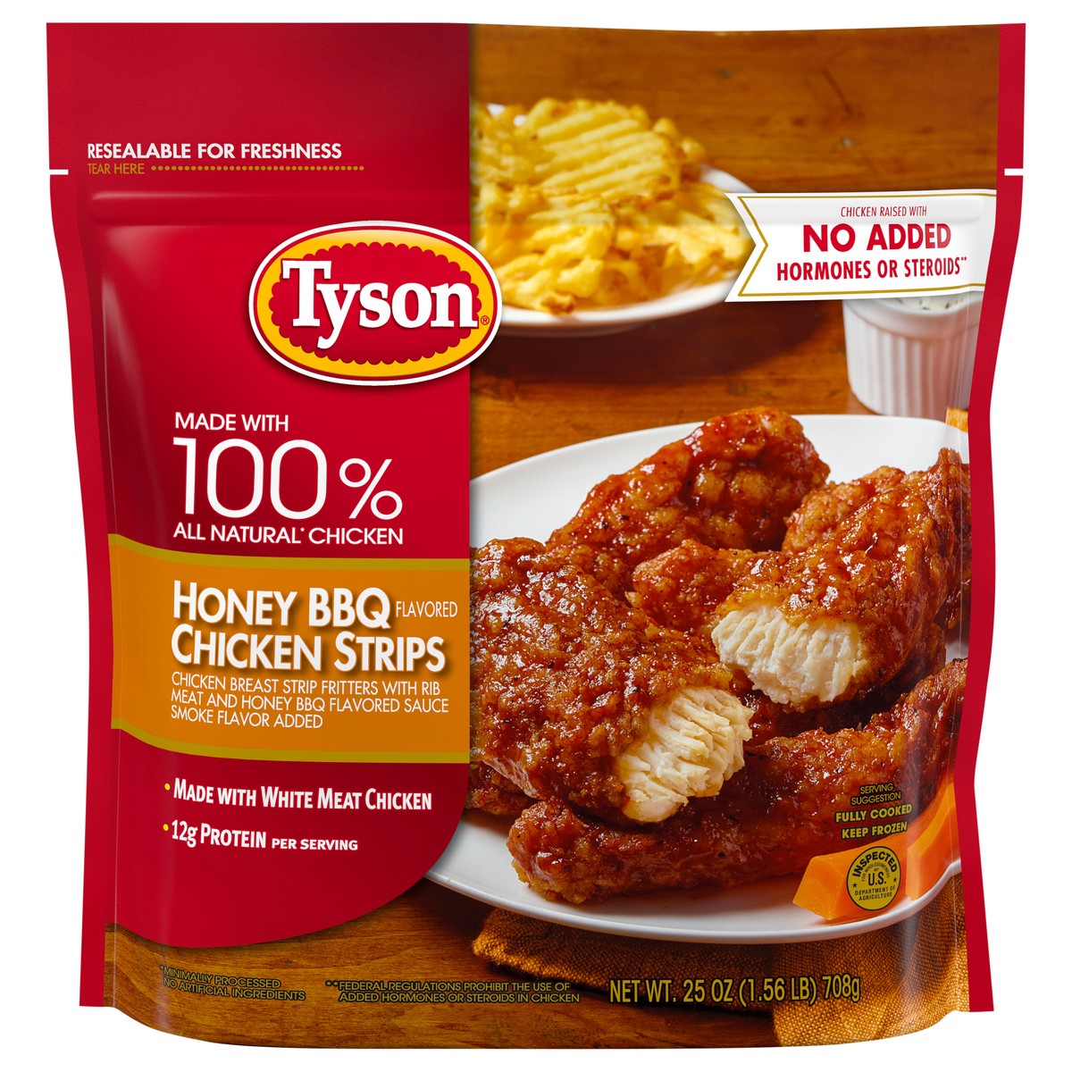 slide 1 of 6, Tyson Honey BBQ Chicken Strips, 25 oz (Frozen), 25 oz