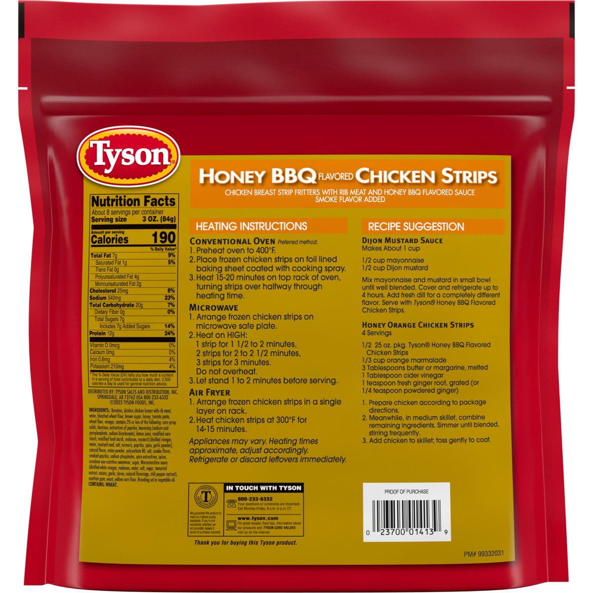 slide 5 of 6, Tyson Honey BBQ Chicken Strips - Frozen - 25oz, 25 oz