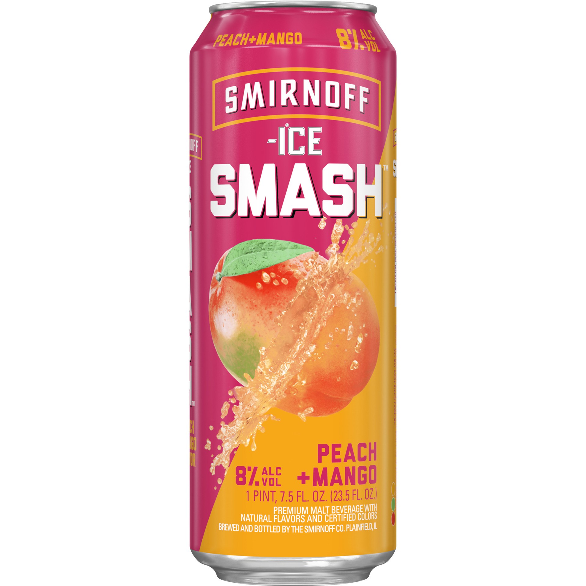 slide 2 of 4, Smirnoff Ice Smash Peach + Mango Beer 23.5 oz, 23.5 oz