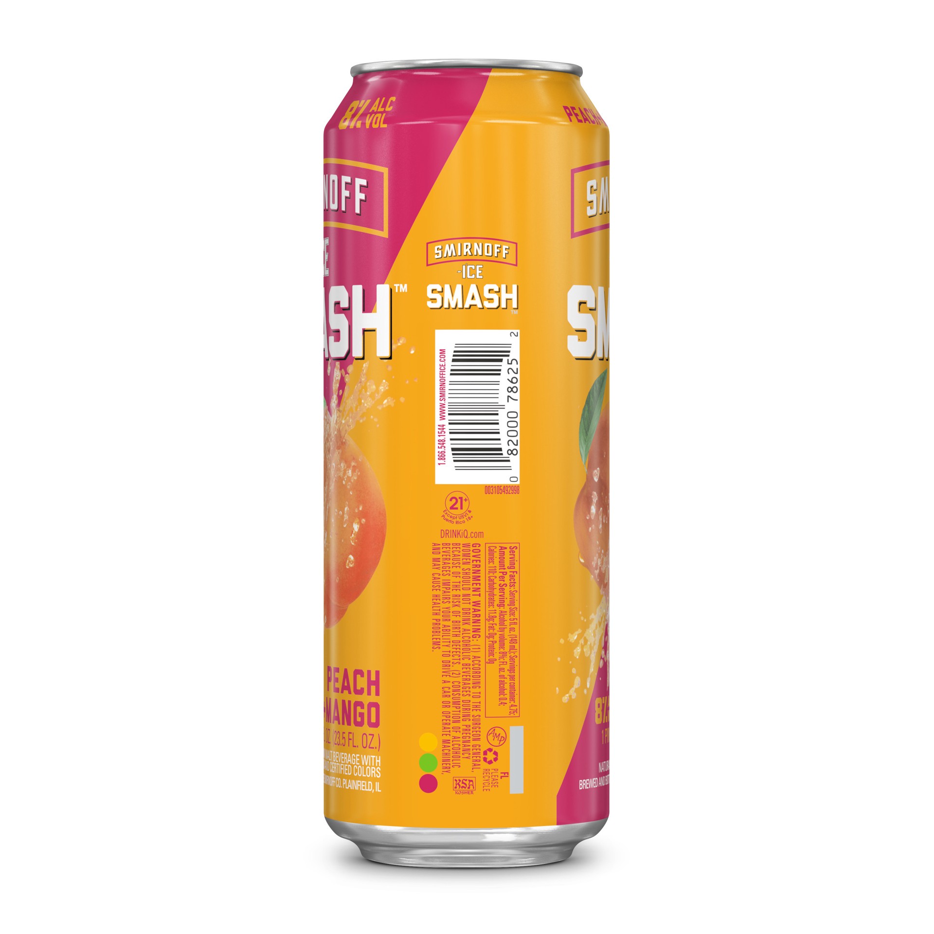 slide 3 of 4, Smirnoff Ice Smash Peach + Mango Beer 23.5 oz, 23.5 oz