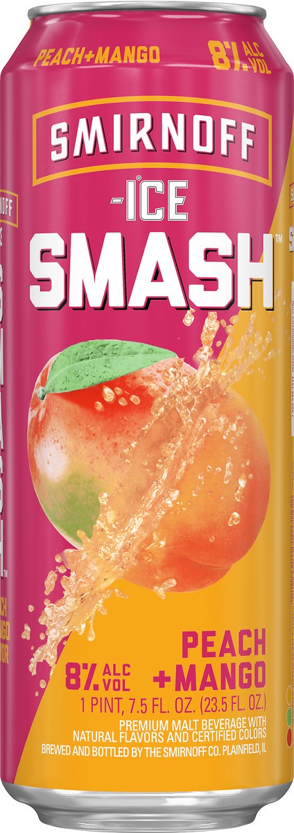 slide 1 of 4, Smirnoff Ice Smash Peach + Mango Beer 23.5 oz, 23.5 oz