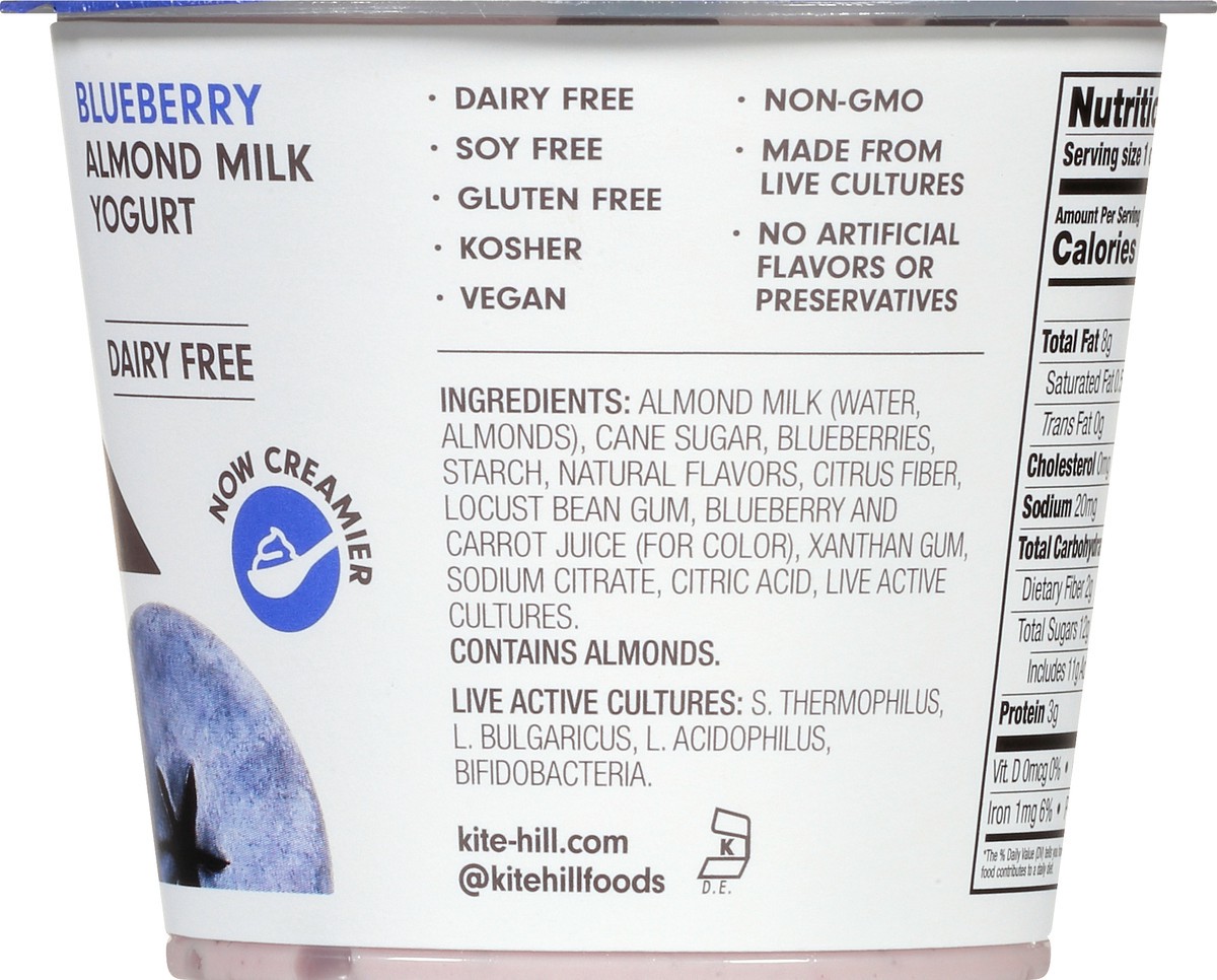 slide 2 of 9, Kite Hill Blueberry Almond Milk Yogurt, 5.3 oz