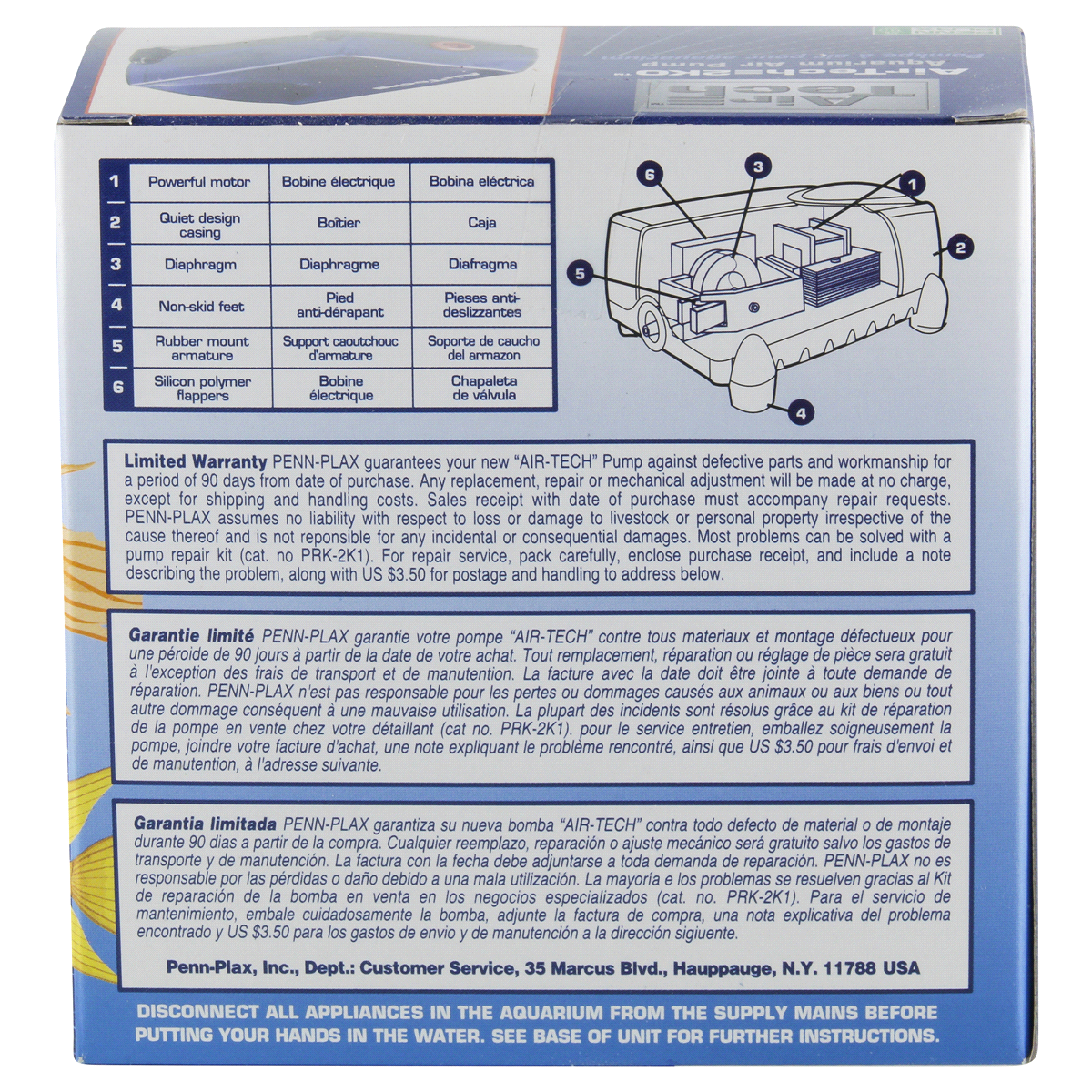 slide 6 of 6, Penn Plax Air-Tech 2K0 Aquarium Air Pump, 10 gal