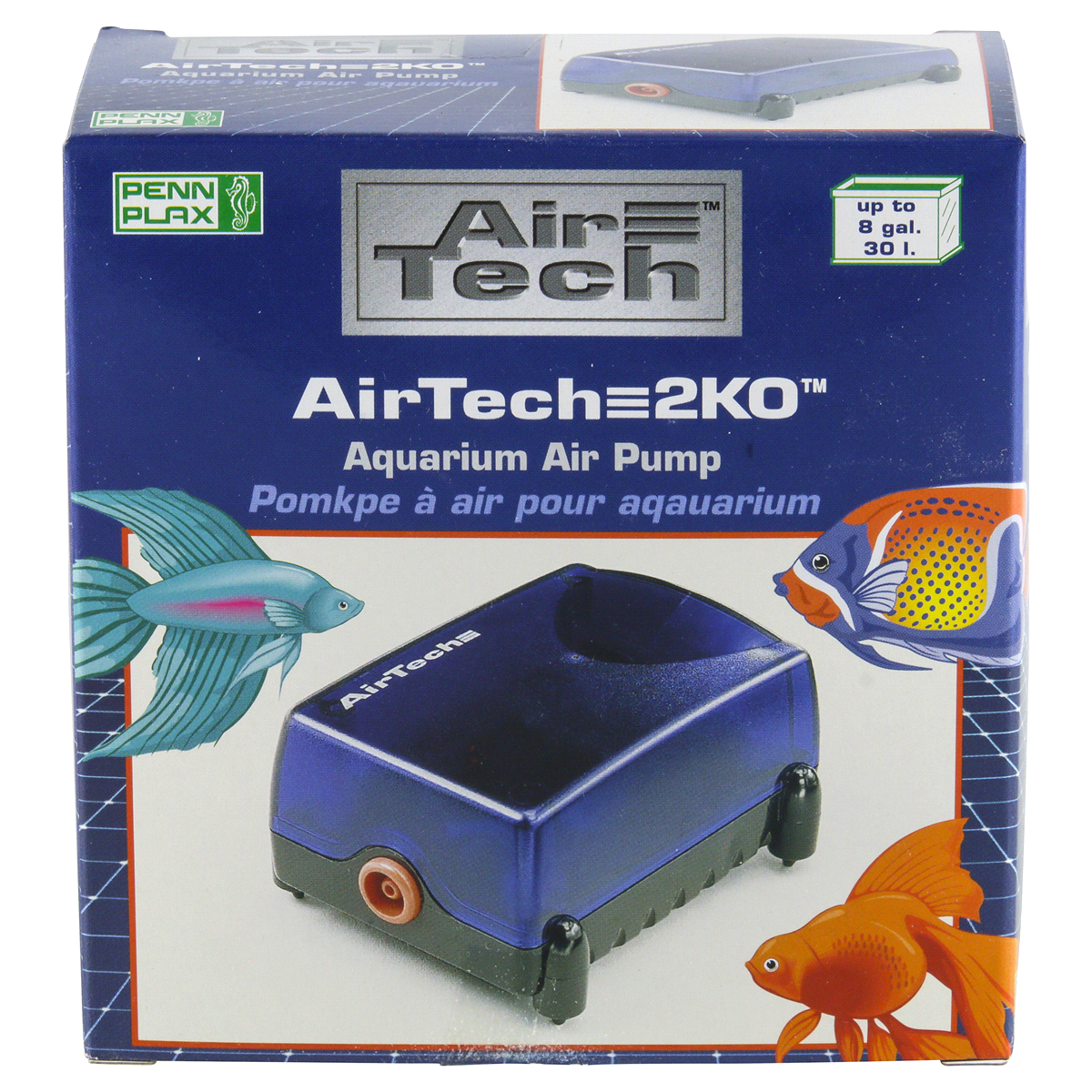 slide 1 of 6, Penn Plax Air-Tech 2K0 Aquarium Air Pump, 10 gal