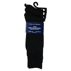 Falls Creek Mens Black Casual Socks, Size 7-12
