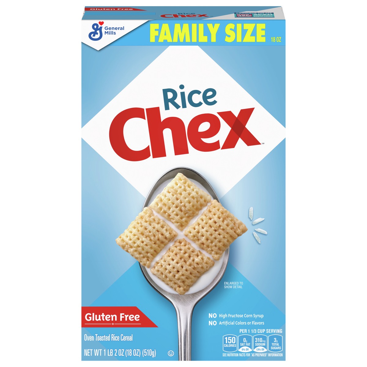 slide 3 of 12, Chex Rice Chex Gluten Free Breakfast Cereal, Made with Whole Grain, Family Size, 18 oz, 18 oz