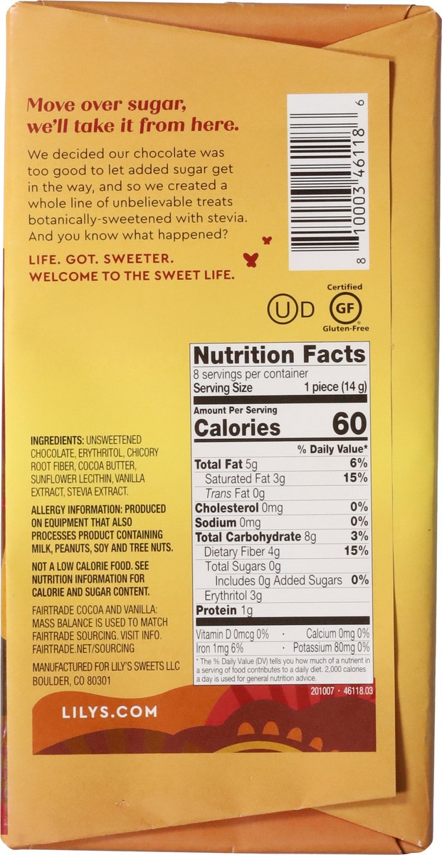 slide 4 of 9, Lily's 55% Cacao Dark Chocolate Style Baking Bar - 4 oz, 4 oz