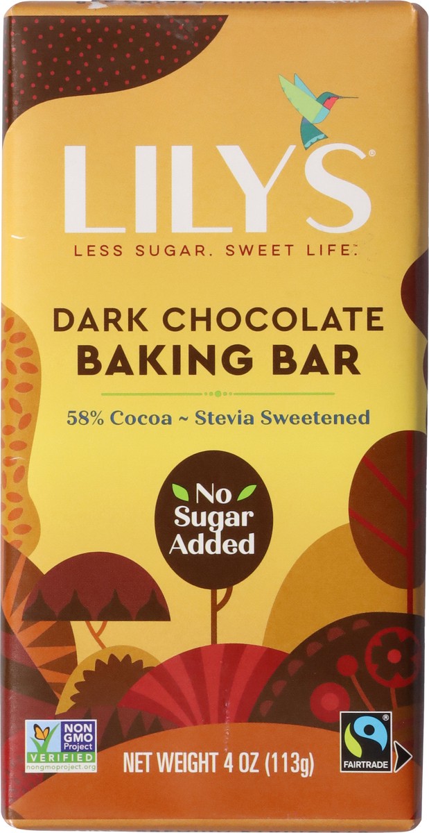 slide 7 of 9, Lily's 55% Cacao Dark Chocolate Style Baking Bar - 4 oz, 4 oz