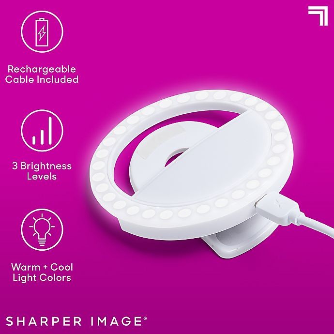 slide 3 of 9, Sharper Image Selfie Light - White, 1 ct