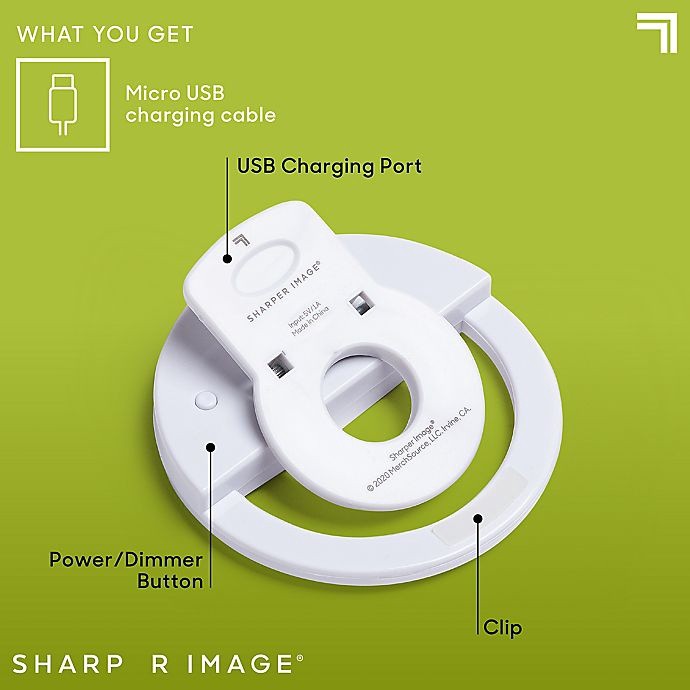 slide 4 of 9, Sharper Image Selfie Light - White, 1 ct