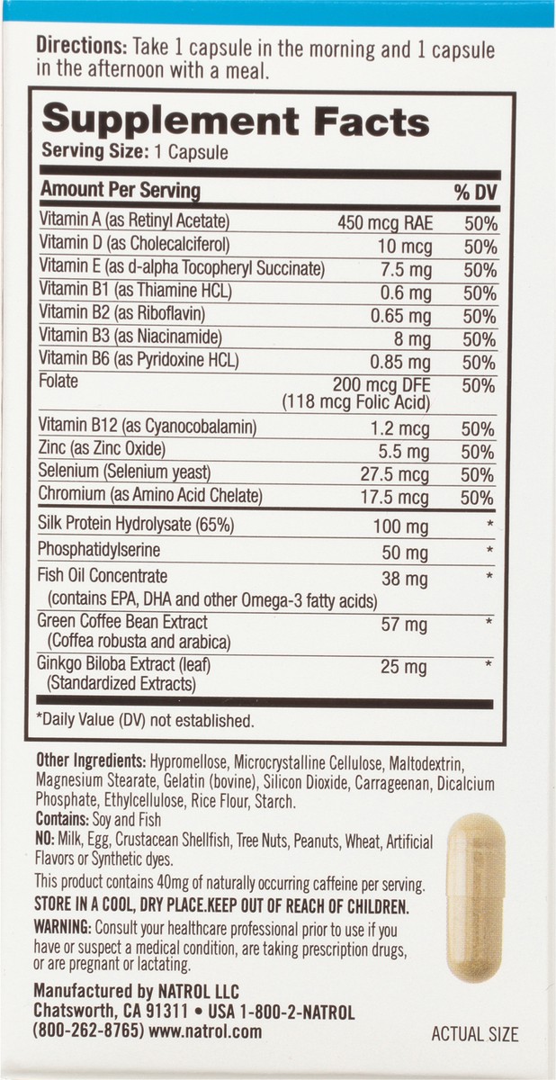 slide 8 of 9, Natrol Cognium Complete, Brain Health Dietary Supplement, Improves Memory & Clarity, Drug Free, 100mg, 60 Capsules, 60 ct