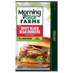 MorningStar Farms Veggie Burgers, Vegetarian Meat, Spicy Black Bean, 4 Count