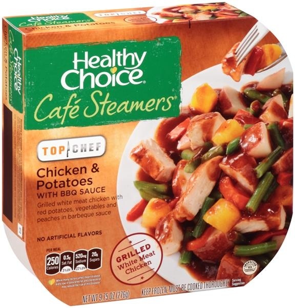 slide 1 of 1, Healthy Choice Cafe Steamers Top Chef Chicken & Potatoes with BBQ Sauce, 9.75 oz