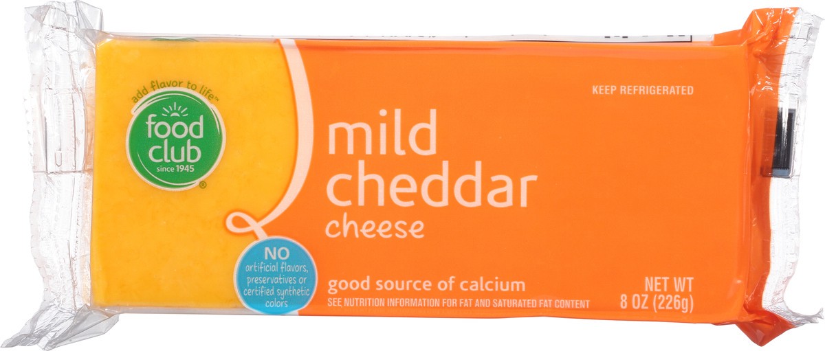 slide 9 of 11, Food Club Cheese, Natural, Mild Cheddar, 8 oz