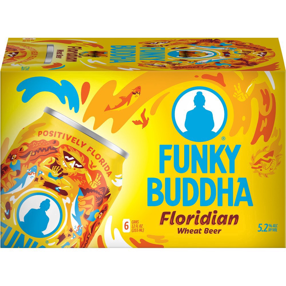 slide 3 of 26, Funky Buddha Floridian Wheat Craft Beer, 6 pk 12 fl oz Cans, 5.2% ABV, 72 fl oz