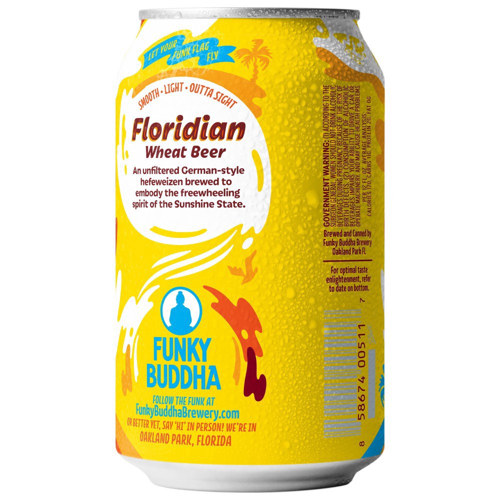 slide 12 of 26, Funky Buddha Floridian Wheat Craft Beer, 6 pk 12 fl oz Cans, 5.2% ABV, 72 fl oz