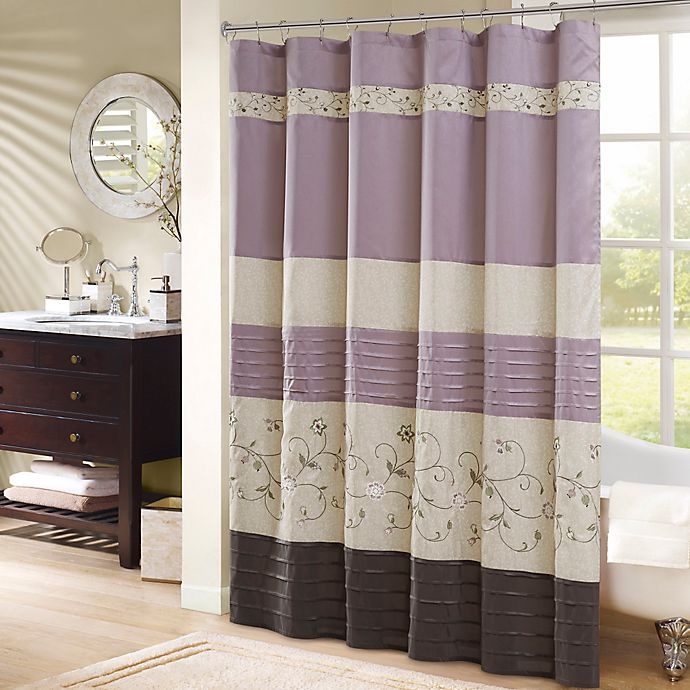 slide 1 of 4, Madison Park Serene Shower Curtain - Purple, 72 in