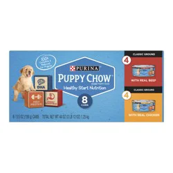 Purina Puppy Chow Pate Wet Puppy Food Variety Pack, With Real Beef & With Real Chicken