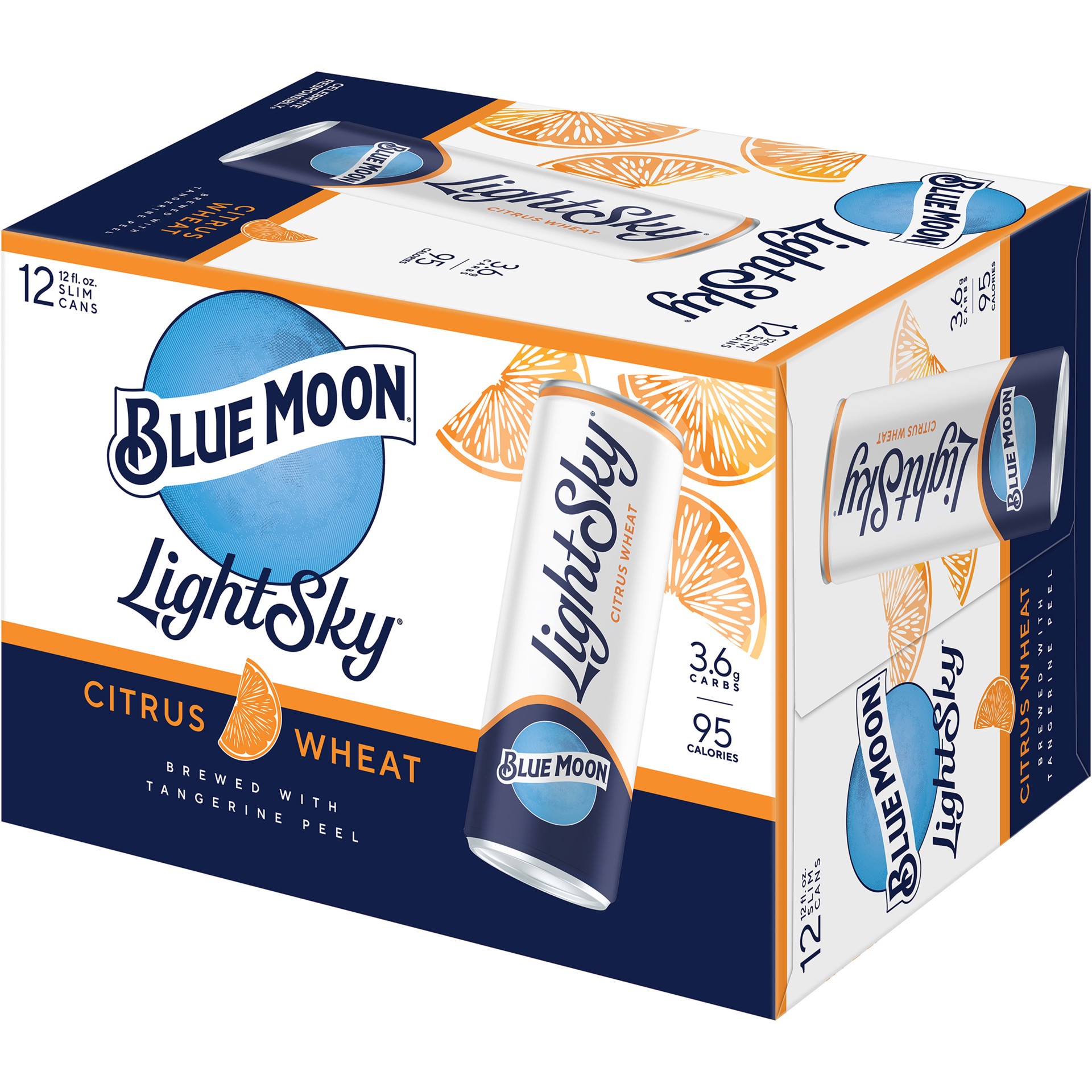 slide 5 of 5, Blue Moon Light Sky Citrus Wheat Ale, 4% ABV, 12-pack, 12-oz. beer cans, 12 ct; 12 oz
