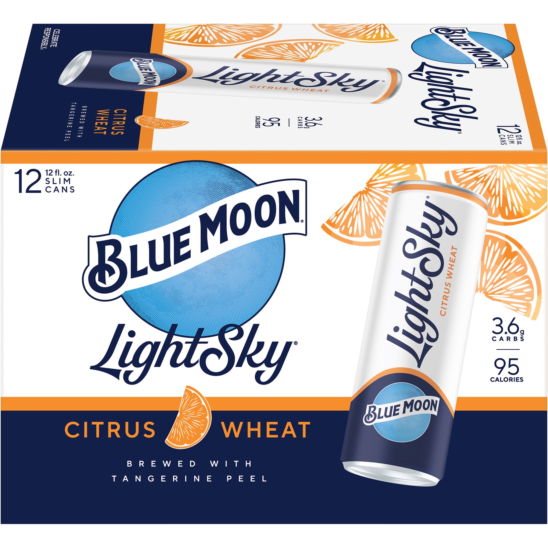 slide 4 of 5, Blue Moon Light Sky Citrus Wheat Ale, 4% ABV, 12-pack, 12-oz. beer cans, 12 ct; 12 oz