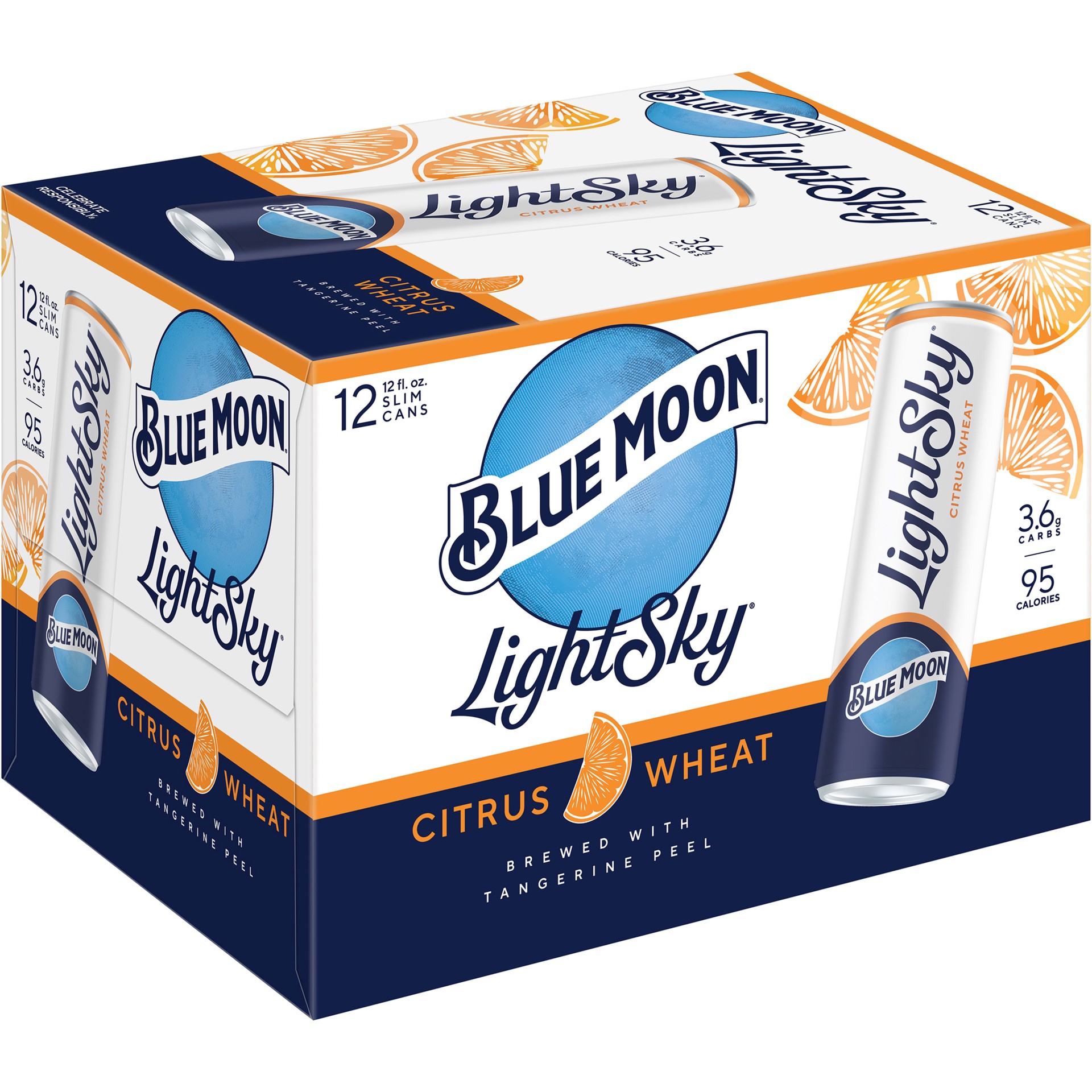 slide 3 of 5, Blue Moon Light Sky Citrus Wheat Ale, 4% ABV, 12-pack, 12-oz. beer cans, 12 ct; 12 oz