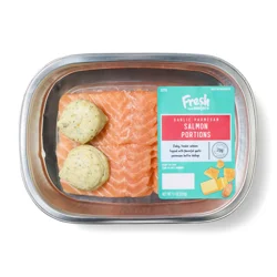 Fresh From Meijer Atlantic Salmon Portions With Garlic Parmesan Butter, 11 Oz