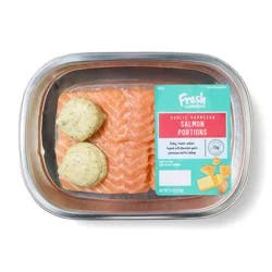 Fresh From Meijer Atlantic Salmon Portions With Garlic Parmesan Butter, 11 Oz