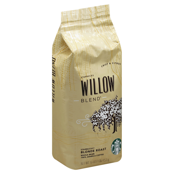 slide 1 of 1, Starbucks Coffee, 100% Arabica, Whole Bean, Blonde Roast, Willow Blend, 16 oz