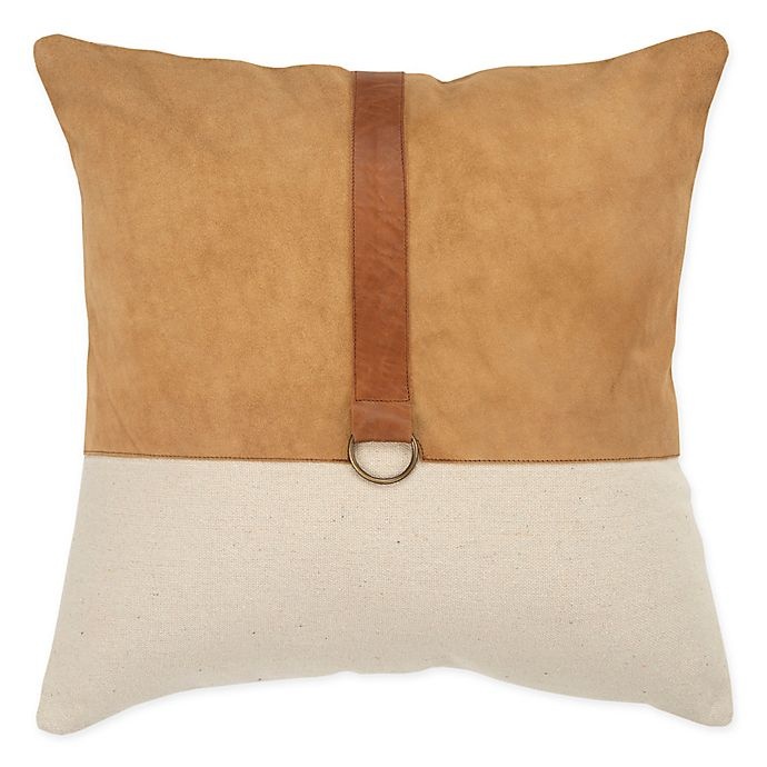 slide 1 of 5, Rizzy Home Color Block Square Throw Pillow - Natural/Camel, 20 in