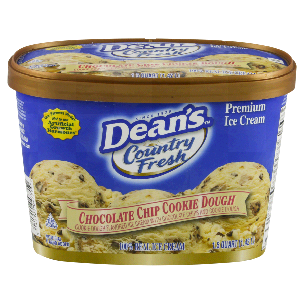 slide 1 of 1, Dean Foods Company Dean's Chocolate Chip Cookie Dough Ice Cream, 48 oz