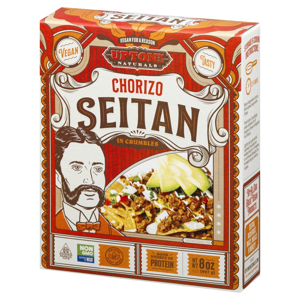 slide 5 of 9, Upton's Naturals Chorizo Vegan Crumbles Seitan 8 oz, 8 oz