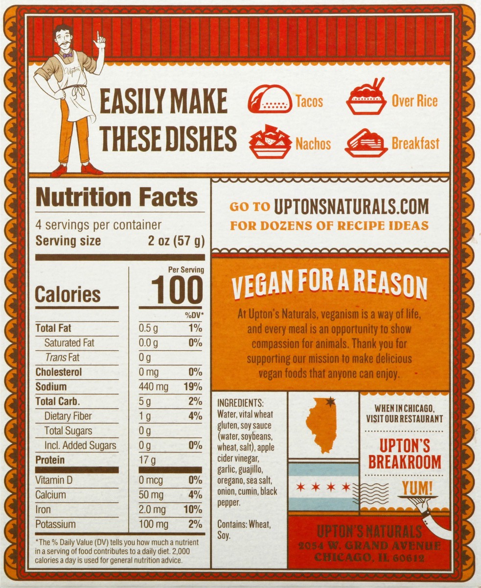 slide 8 of 9, Upton's Naturals Chorizo Vegan Crumbles Seitan 8 oz, 8 oz