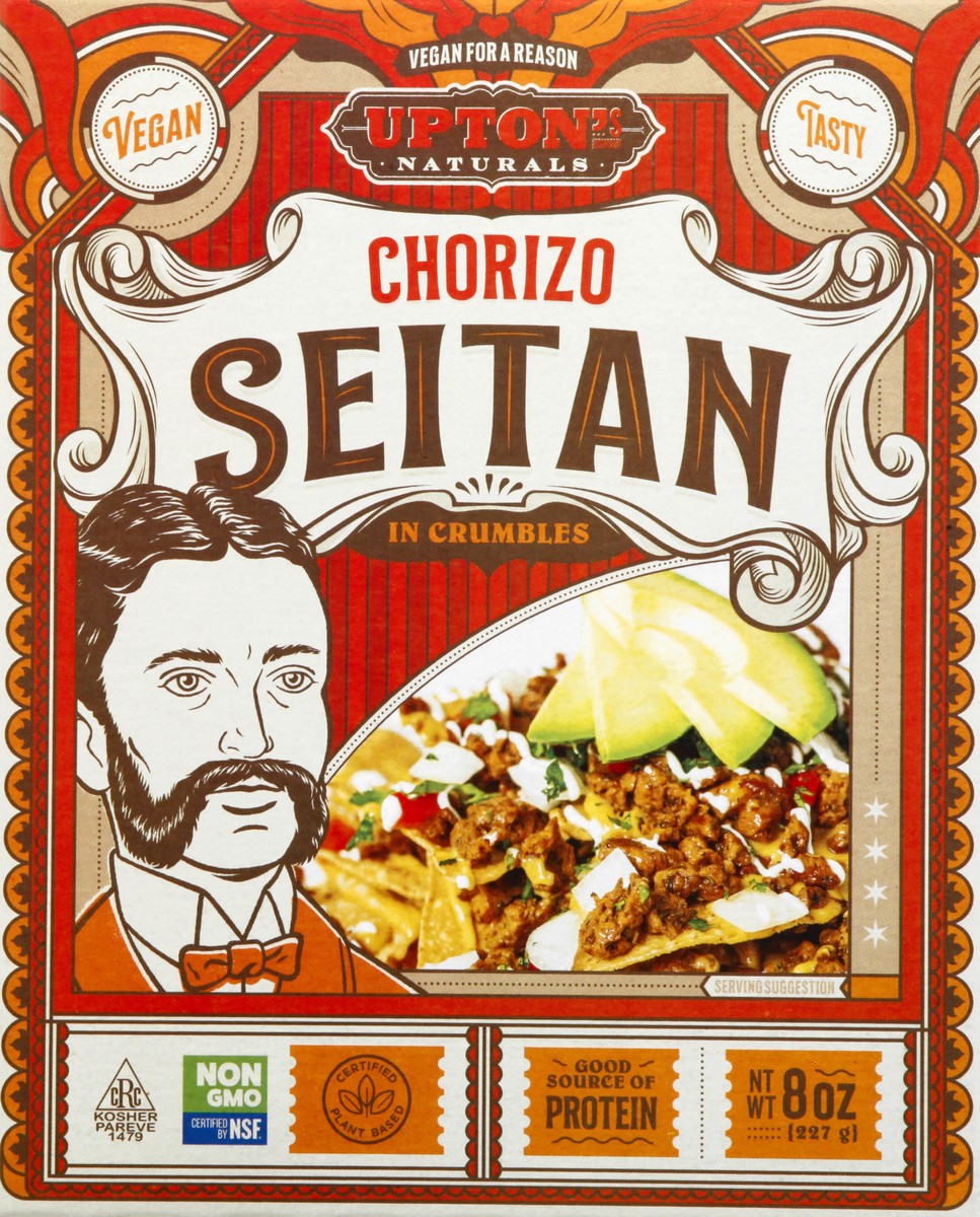 slide 4 of 9, Upton's Naturals Chorizo Vegan Crumbles Seitan 8 oz, 8 oz