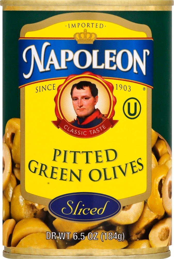 slide 1 of 1, Napoleon Pitted Sliced Green Olives, 7 oz