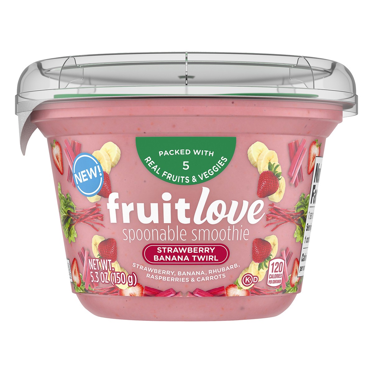 slide 1 of 8, Fruit Love Strawberry Banana Twirl Spoonable Smoothie, 5.3 oz