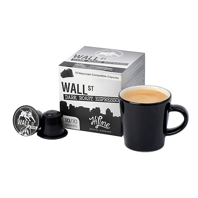 slide 2 of 2, HiLine Coffee Wall Street Dark Roast Espresso Capsules, 10 ct