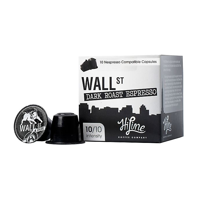 slide 1 of 2, HiLine Coffee Wall Street Dark Roast Espresso Capsules, 10 ct