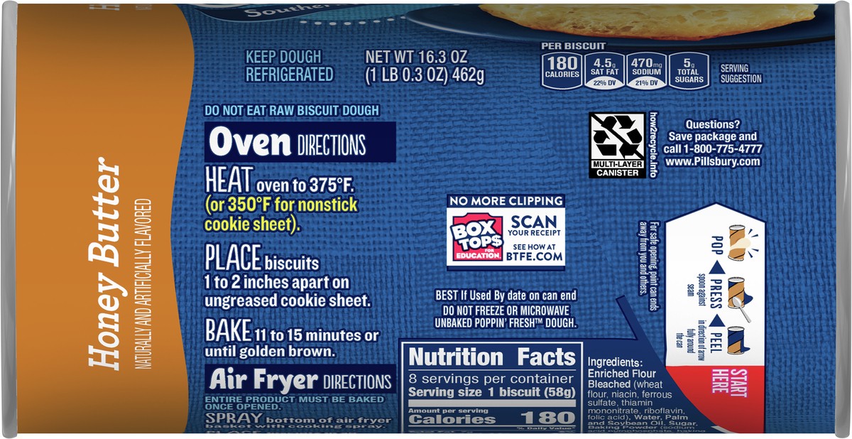 slide 9 of 9, Grands! Southern Homestyle Biscuits, Honey Butter, 8 Ct, 16.3 oz, 16.3 oz