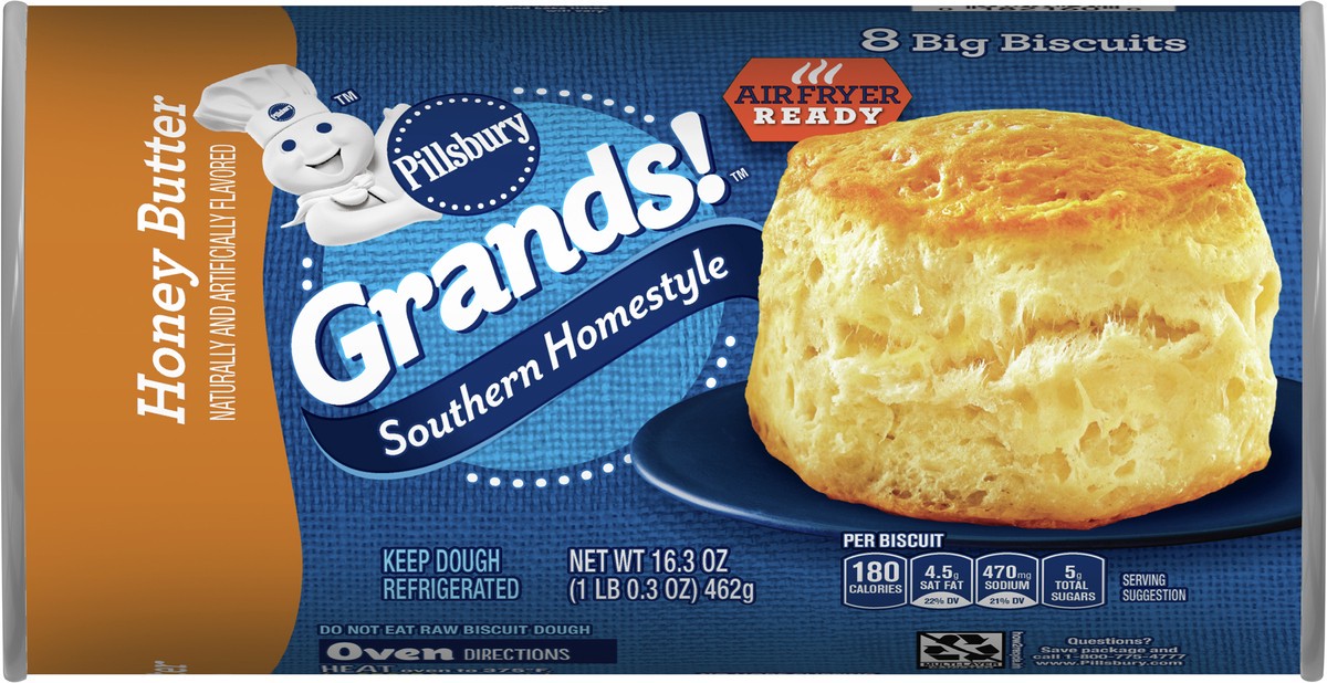 slide 5 of 9, Grands! Southern Homestyle Biscuits, Honey Butter, 8 Ct, 16.3 oz, 16.3 oz
