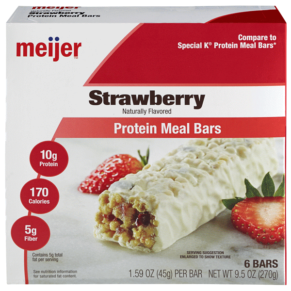 slide 1 of 1, Meijer Strawberry Protein Meal Bar, 6 ct