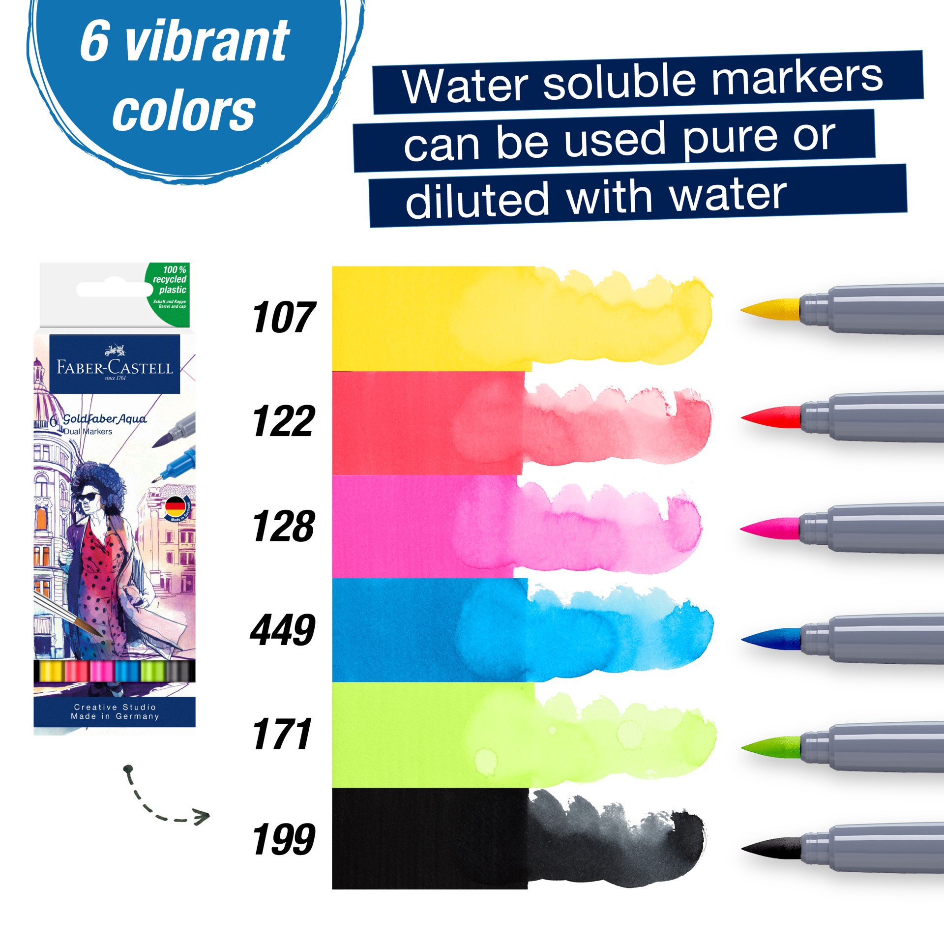 slide 3 of 7, Faber-Castell Goldfaber Aqua Basic Shades Dual-Tip Marker Set, 1 ct