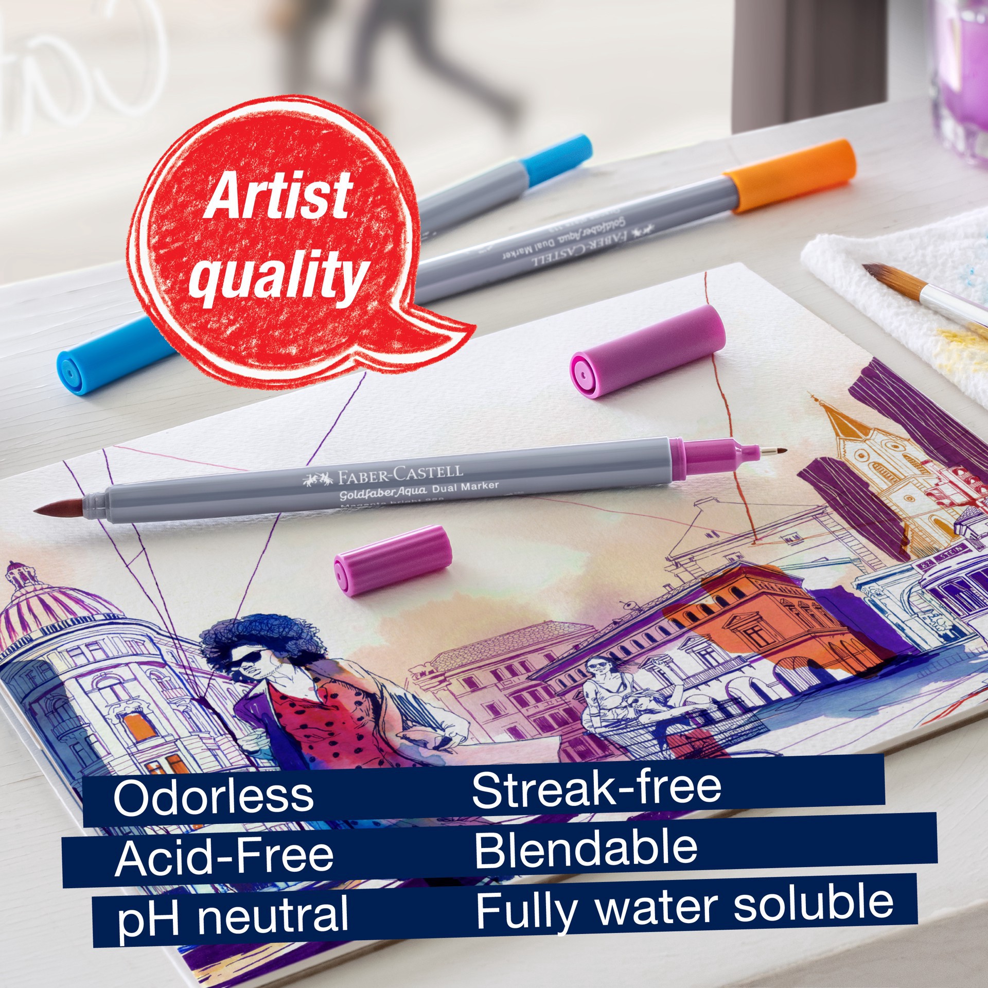 slide 2 of 7, Faber-Castell Goldfaber Aqua Basic Shades Dual-Tip Marker Set, 1 ct