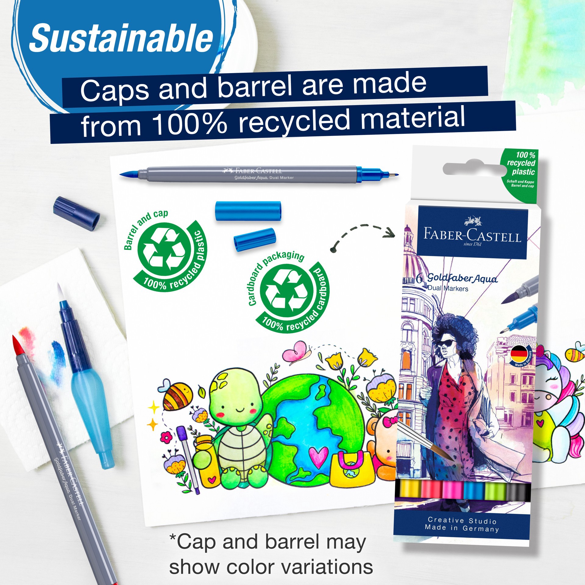 slide 7 of 7, Faber-Castell Goldfaber Aqua Basic Shades Dual-Tip Marker Set, 1 ct