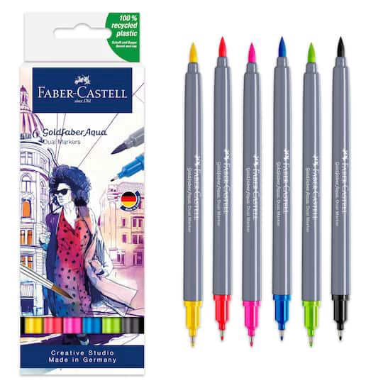 slide 1 of 7, Faber-Castell Goldfaber Aqua Basic Shades Dual-Tip Marker Set, 1 ct