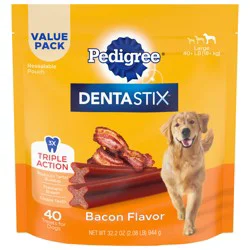 Pedigree Dentastix Bacon Flavor Adult Large Dog Dental Chew Dog Treats Value Pack