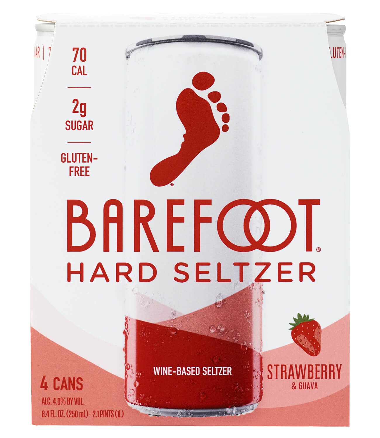 slide 1 of 1, Barefoot Hard Seltzer Strawberry Guava, 250 ml