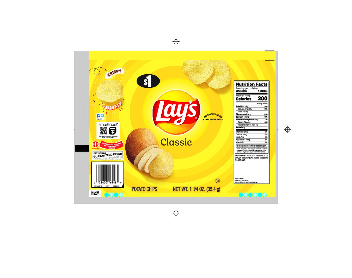 slide 5 of 8, Lay's Potato Chips Classic 1 1/4 Oz, 1.25 oz