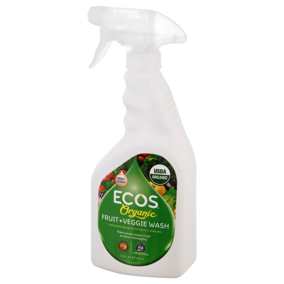 slide 4 of 9, ECOS Organic Fruit + Veggie Wash 22 oz, 22 oz